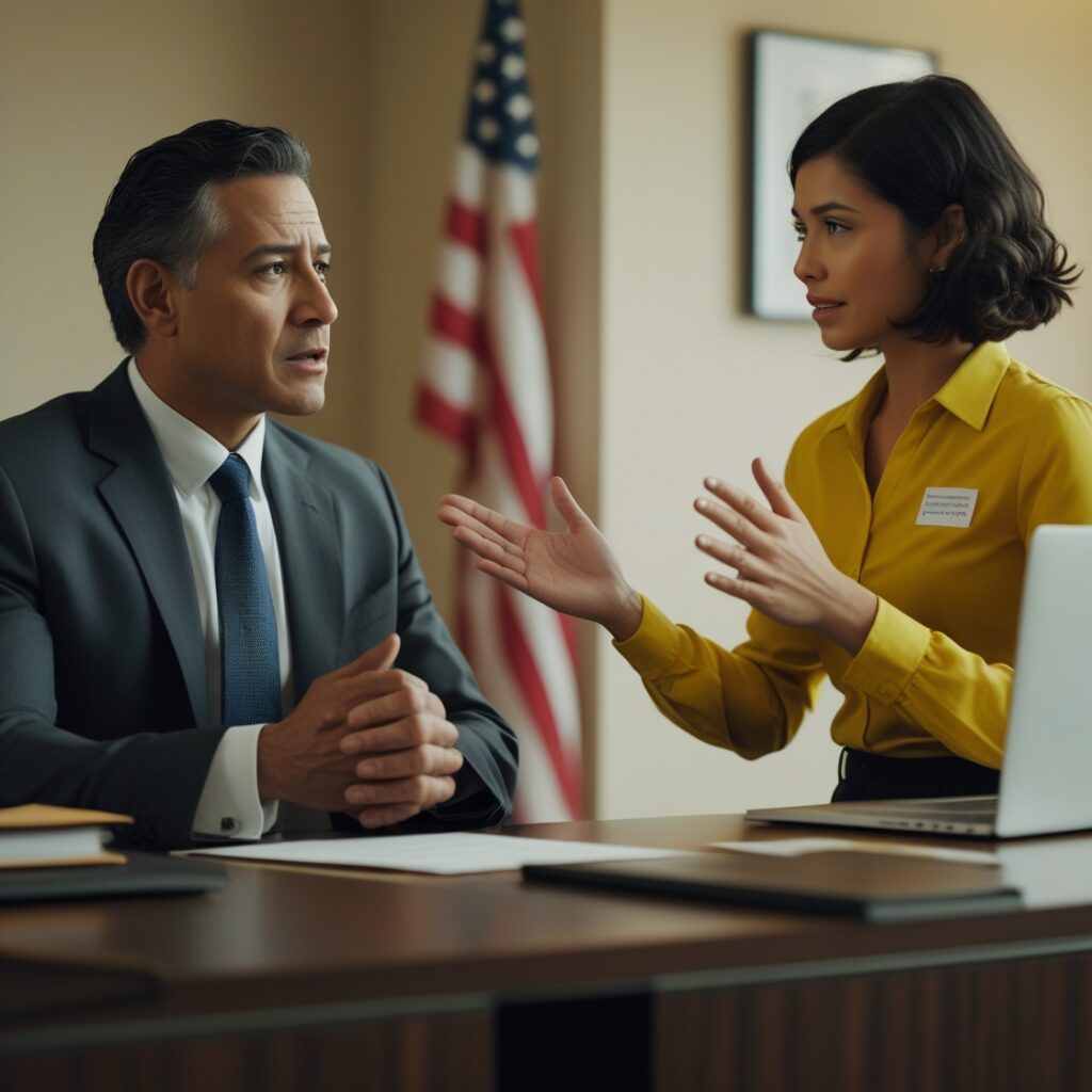 Immigration Attorney with Client